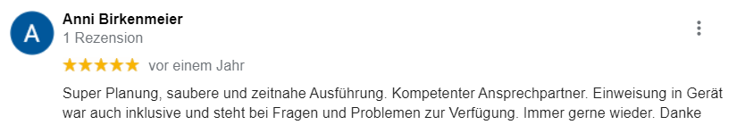 Google Bewertung Wolf Kältetechnik